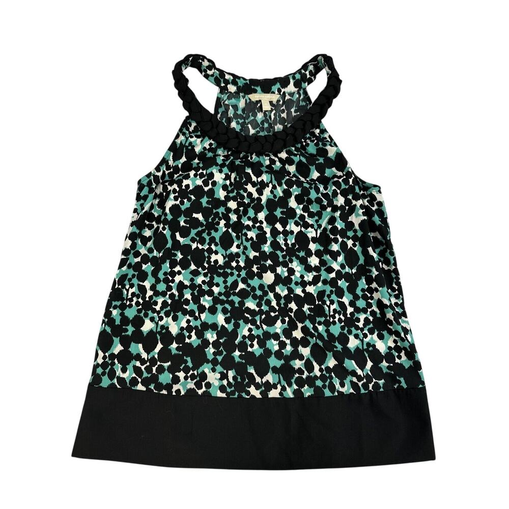 Banana Republic Womens Braided Neck Line Green and Black Tank Top size Medium